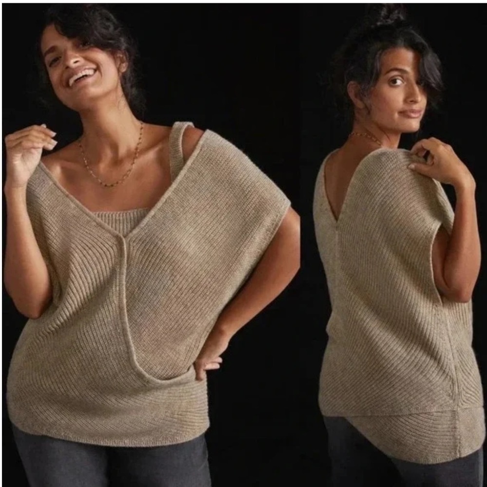 Anthropologie by Anthropologie Twist Front Sweater Set Beige Neutral Size S